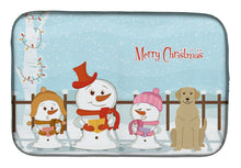 Load image into Gallery viewer, Merry Christmas Carolers Yellow Labrador Dish Drying Mat – Absorbent, Artistic Kitchen Essentials BB2386DDM