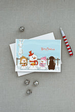 Load image into Gallery viewer, Merry Christmas Carolers Chocolate Labrador Greeting Cards -  Blank Note Cards – 8-Pack of Artist-Designed Cards with Envelopes