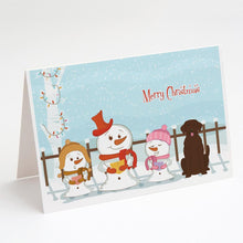 Load image into Gallery viewer, Merry Christmas Carolers Chocolate Labrador Greeting Cards -  Blank Note Cards – 8-Pack of Artist-Designed Cards with Envelopes