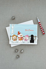 Load image into Gallery viewer, Merry Christmas Carolers Black Labrador Greeting Cards -  Blank Note Cards – 8-Pack of Artist-Designed Cards with Envelopes