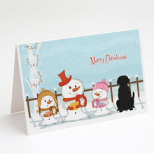 Load image into Gallery viewer, Merry Christmas Carolers Black Labrador Greeting Cards -  Blank Note Cards – 8-Pack of Artist-Designed Cards with Envelopes