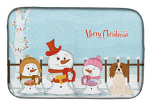 Load image into Gallery viewer, Merry Christmas Carolers Cavalier Spaniel Dish Drying Mat – Absorbent, Artistic Kitchen Essentials BB2389DDM
