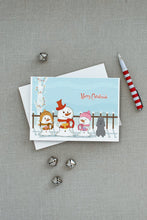 Load image into Gallery viewer, Merry Christmas Carolers Poodle Silver Greeting Cards -  Blank Note Cards – 8-Pack of Artist-Designed Cards with Envelopes