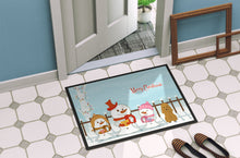 Load image into Gallery viewer, Merry Christmas Carolers Poodle Tan Doormat - 24x36 Decorative Floor Mat – Indoor/Outdoor Rug with Artistic Flair BB2400JMAT