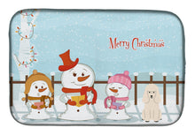 Load image into Gallery viewer, Merry Christmas Carolers Poodle White Dish Drying Mat – Absorbent, Artistic Kitchen Essentials BB2401DDM