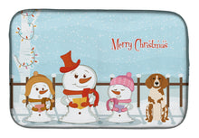 Load image into Gallery viewer, Merry Christmas Carolers Brittany Spaniel Dish Drying Mat – Absorbent, Artistic Kitchen Essentials BB2403DDM