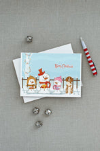 Load image into Gallery viewer, Merry Christmas Carolers Brittany Spaniel Greeting Cards -  Blank Note Cards – 8-Pack of Artist-Designed Cards with Envelopes