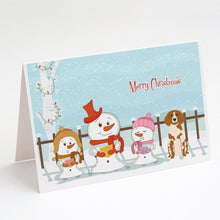 Load image into Gallery viewer, Merry Christmas Carolers Brittany Spaniel Greeting Cards -  Blank Note Cards – 8-Pack of Artist-Designed Cards with Envelopes