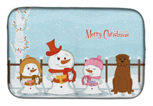 Load image into Gallery viewer, Merry Christmas Carolers Dogue de Bourdeaux Dish Drying Mat – Absorbent, Artistic Kitchen Essentials BB2404DDM