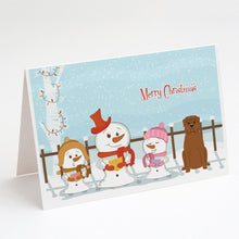 Load image into Gallery viewer, Merry Christmas Carolers Dogue de Bourdeaux Greeting Cards -  Blank Note Cards – 8-Pack of Artist-Designed Cards with Envelopes