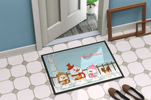 Load image into Gallery viewer, Merry Christmas Carolers Papillon Red White Doormat - 24x36 Decorative Floor Mat – Indoor/Outdoor Rug with Artistic Flair BB2409JMAT