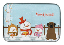 Load image into Gallery viewer, Merry Christmas Carolers Bullmastiff Dish Drying Mat – Absorbent, Artistic Kitchen Essentials BB2415DDM
