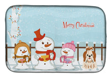Load image into Gallery viewer, Merry Christmas Carolers Shih Tzu Red White Dish Drying Mat – Absorbent, Artistic Kitchen Essentials BB2418DDM