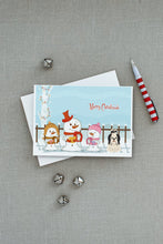 Load image into Gallery viewer, Merry Christmas Carolers Shih Tzu Black White Greeting Cards -  Blank Note Cards – 8-Pack of Artist-Designed Cards with Envelopes