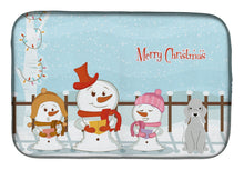 Load image into Gallery viewer, Merry Christmas Carolers Bedlington Terrier Blue Dish Drying Mat – Absorbent, Artistic Kitchen Essentials BB2421DDM