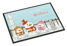 Load image into Gallery viewer, Merry Christmas Carolers Bedlington Terrier Blue Doormat - 24x36 Decorative Floor Mat – Indoor/Outdoor Rug with Artistic Flair BB2421JMAT