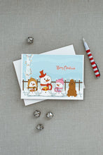 Load image into Gallery viewer, Merry Christmas Carolers Cocker Spaniel Red Greeting Cards -  Blank Note Cards – 8-Pack of Artist-Designed Cards with Envelopes