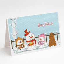 Load image into Gallery viewer, Merry Christmas Carolers Cocker Spaniel Red Greeting Cards -  Blank Note Cards – 8-Pack of Artist-Designed Cards with Envelopes