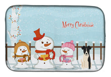 Load image into Gallery viewer, Merry Christmas Carolers Smooth Fox Terrier Dish Drying Mat – Absorbent, Artistic Kitchen Essentials BB2429DDM