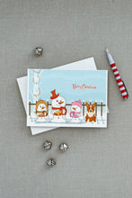 Load image into Gallery viewer, Merry Christmas Carolers Corgi Greeting Cards -  Blank Note Cards – 8-Pack of Artist-Designed Cards with Envelopes