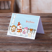 Load image into Gallery viewer, Merry Christmas Carolers Wire Fox Terrier Greeting Cards -  Blank Note Cards – 8-Pack of Artist-Designed Cards with Envelopes