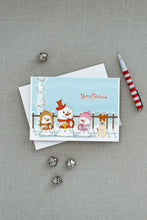Load image into Gallery viewer, Merry Christmas Carolers Wire Fox Terrier Greeting Cards -  Blank Note Cards – 8-Pack of Artist-Designed Cards with Envelopes