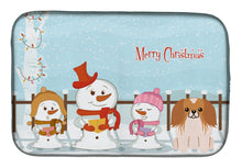 Load image into Gallery viewer, Merry Christmas Carolers Pekingnese Red White Dish Drying Mat – Absorbent, Artistic Kitchen Essentials BB2434DDM