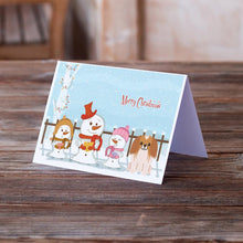 Load image into Gallery viewer, Merry Christmas Carolers Pekingese Red White Greeting Cards -  Blank Note Cards – 8-Pack of Artist-Designed Cards with Envelopes