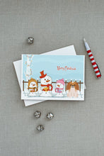 Load image into Gallery viewer, Merry Christmas Carolers Pekingese Red White Greeting Cards -  Blank Note Cards – 8-Pack of Artist-Designed Cards with Envelopes