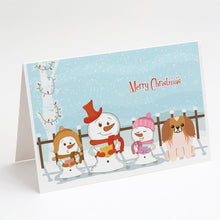 Load image into Gallery viewer, Merry Christmas Carolers Pekingese Red White Greeting Cards -  Blank Note Cards – 8-Pack of Artist-Designed Cards with Envelopes