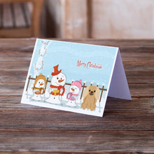 Load image into Gallery viewer, Merry Christmas Carolers Pekingese Fawn Sable Greeting Cards -  Blank Note Cards – 8-Pack of Artist-Designed Cards with Envelopes
