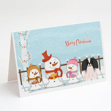 Load image into Gallery viewer, Merry Christmas Carolers Pekingese Black White Greeting Cards -  Blank Note Cards – 8-Pack of Artist-Designed Cards with Envelopes