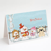 Load image into Gallery viewer, Merry Christmas Carolers Pekingese Cream Greeting Cards -  Blank Note Cards – 8-Pack of Artist-Designed Cards with Envelopes