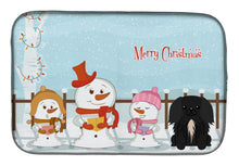 Load image into Gallery viewer, Merry Christmas Carolers Pekingnese Black Dish Drying Mat – Absorbent, Artistic Kitchen Essentials BB2438DDM