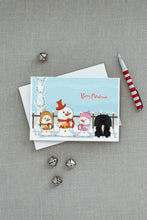 Load image into Gallery viewer, Merry Christmas Carolers Pekingese Black Greeting Cards -  Blank Note Cards – 8-Pack of Artist-Designed Cards with Envelopes