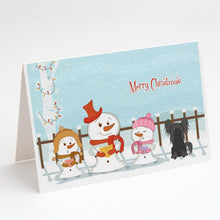 Load image into Gallery viewer, Merry Christmas Carolers Chinese Crested Black Greeting Cards -  Blank Note Cards – 8-Pack of Artist-Designed Cards with Envelopes