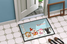 Load image into Gallery viewer, Merry Christmas Carolers Chinese Crested Black Doormat - 24x36 Decorative Floor Mat – Indoor/Outdoor Rug with Artistic Flair BB2443JMAT