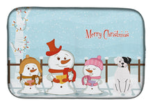 Load image into Gallery viewer, Merry Christmas Carolers White Boxer Cooper Dish Drying Mat – Absorbent, Artistic Kitchen Essentials BB2445DDM