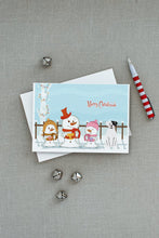 Load image into Gallery viewer, Merry Christmas Carolers White Boxer Cooper Greeting Cards -  Blank Note Cards – 8-Pack of Artist-Designed Cards with Envelopes