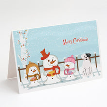 Load image into Gallery viewer, Merry Christmas Carolers White Boxer Cooper Greeting Cards -  Blank Note Cards – 8-Pack of Artist-Designed Cards with Envelopes