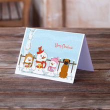 Load image into Gallery viewer, Merry Christmas Carolers Fawn Boxer Greeting Cards -  Blank Note Cards – 8-Pack of Artist-Designed Cards with Envelopes