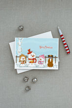 Load image into Gallery viewer, Merry Christmas Carolers Flashy Fawn Boxer Greeting Cards -  Blank Note Cards – 8-Pack of Artist-Designed Cards with Envelopes
