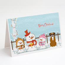 Load image into Gallery viewer, Merry Christmas Carolers Flashy Fawn Boxer Greeting Cards -  Blank Note Cards – 8-Pack of Artist-Designed Cards with Envelopes