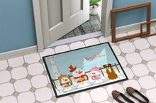Load image into Gallery viewer, Merry Christmas Carolers Flashy Fawn Boxer Doormat - 24x36 Decorative Floor Mat – Indoor/Outdoor Rug with Artistic Flair BB2447JMAT