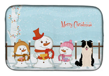 Load image into Gallery viewer, Merry Christmas Carolers Border Collie Black White Dish Drying Mat – Absorbent, Artistic Kitchen Essentials BB2449DDM