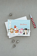 Load image into Gallery viewer, Merry Christmas Carolers Border Collie Black White Greeting Cards -  Blank Note Cards – 8-Pack of Artist-Designed Cards with Envelopes
