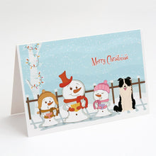 Load image into Gallery viewer, Merry Christmas Carolers Border Collie Black White Greeting Cards -  Blank Note Cards – 8-Pack of Artist-Designed Cards with Envelopes