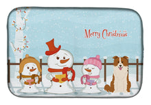 Load image into Gallery viewer, Merry Christmas Carolers Border Collie Red White Dish Drying Mat – Absorbent, Artistic Kitchen Essentials BB2450DDM