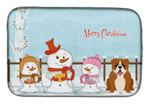 Load image into Gallery viewer, Merry Christmas Carolers English Bulldog Red White Dish Drying Mat – Absorbent, Artistic Kitchen Essentials BB2451DDM