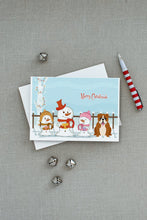 Load image into Gallery viewer, Merry Christmas Carolers English Bulldog Red White Greeting Cards -  Blank Note Cards – 8-Pack of Artist-Designed Cards with Envelopes